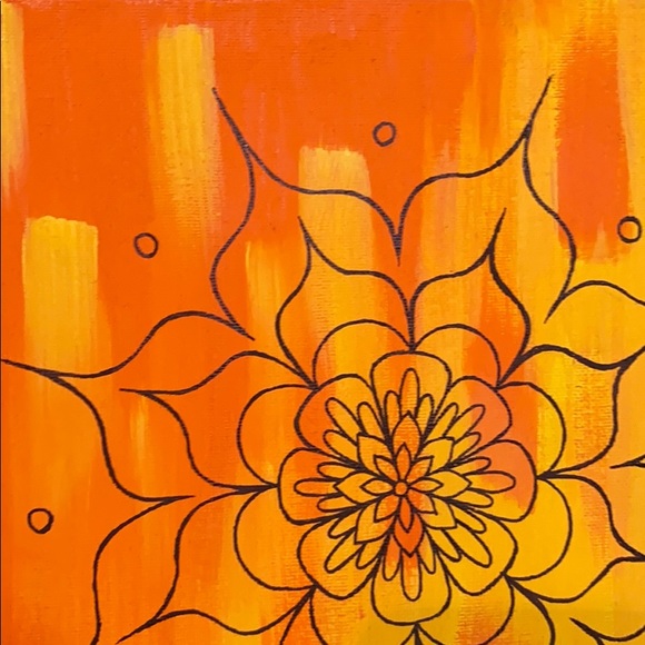 SMALL sunrise mandala orange yellow - Picture 3 of 6